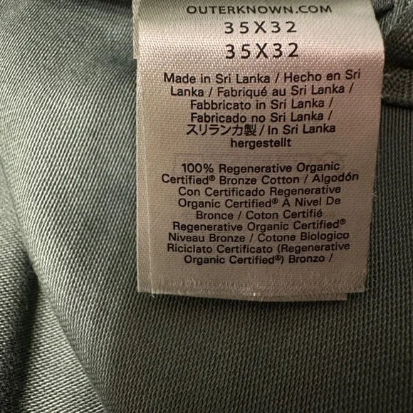 Outerknown Green “The Field Pants” Organic Cotton - NWT - Size 35x32 - Picture 10 of 14